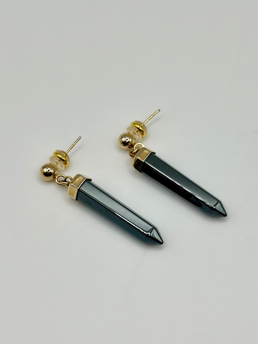 Black Hematite Point Dangle Earrings